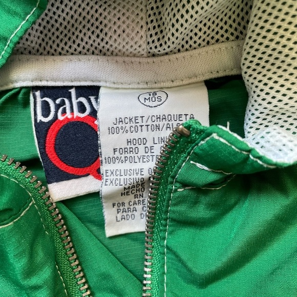 3/$20 Baby Q 18 month thin fall zip up jacket green mesh lining in hood - Picture 6 of 6